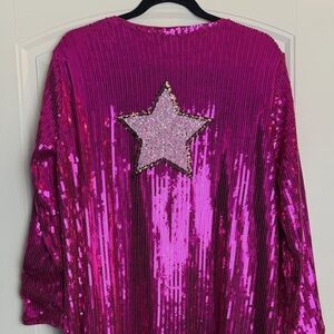 BLUE B Magenta Sequin Fringe Star Duster (Medium)